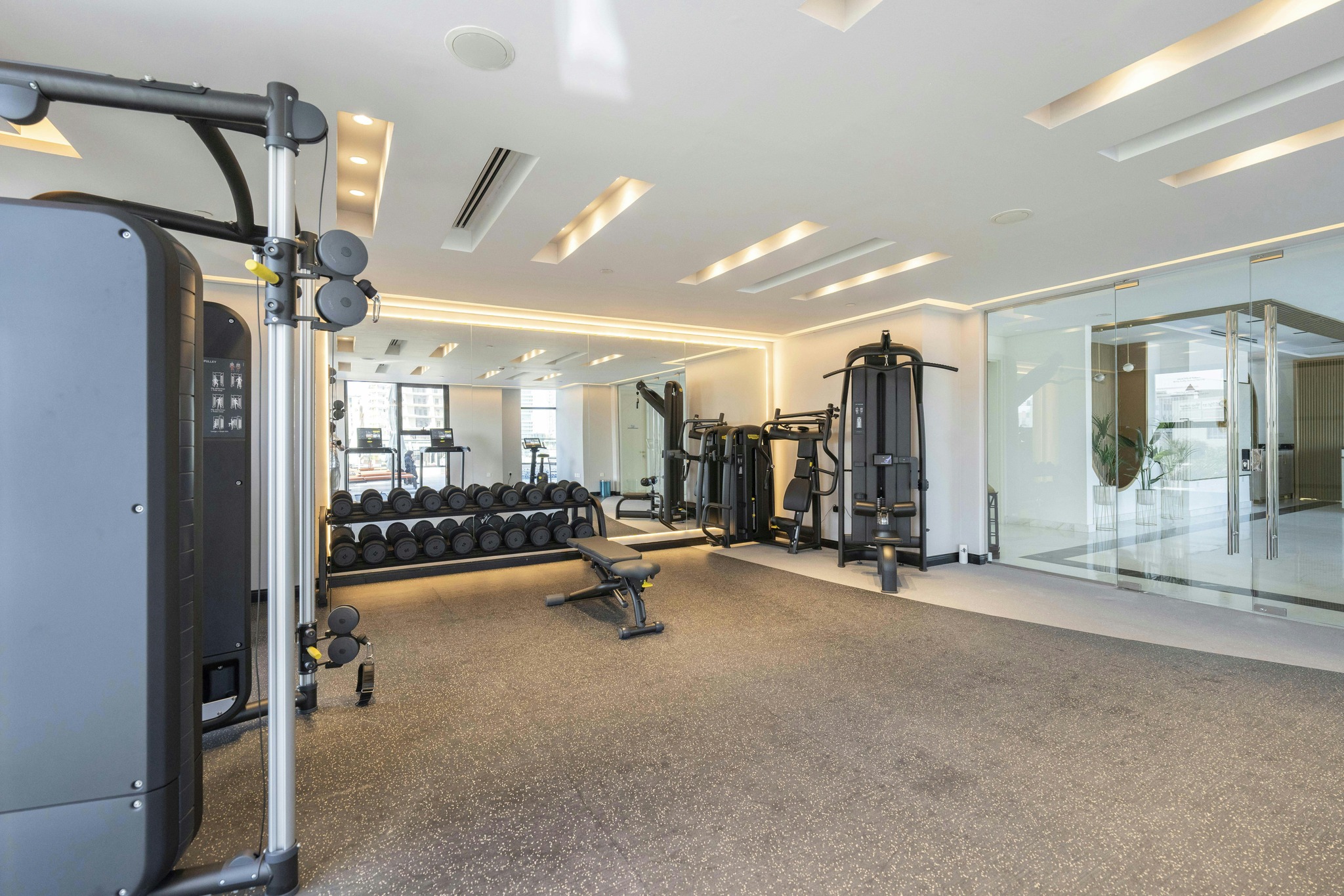 Modern gym interior showcasing professional fitness environment